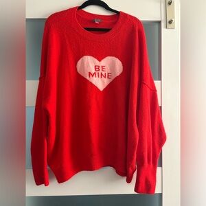 Vince Camuto Red Sweater with Pink Heart EUC XXL Valentine’s Day Be Mine!
